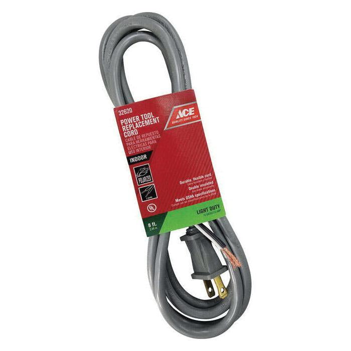 ACE® 1PS-004-008FGY Appliance Cord, 125 VAC, 16/2 AWG Conductor, 8