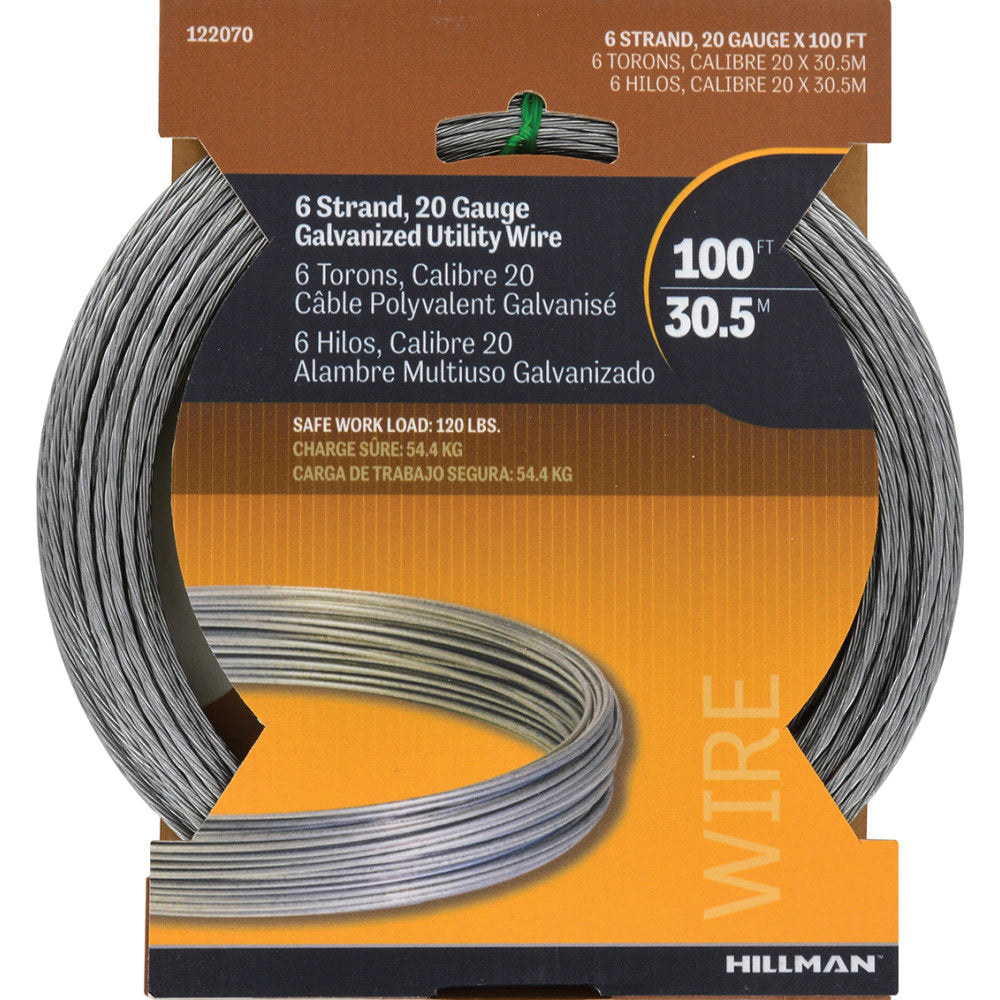 Hillman 100 ft. L Galvanized Steel 20 Ga. Wire