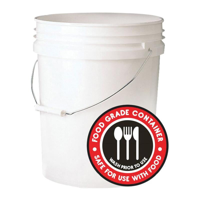 LEAKTITE® 005GFSWH020 Food-Safe Bucket, 5 gal Capacity, White
