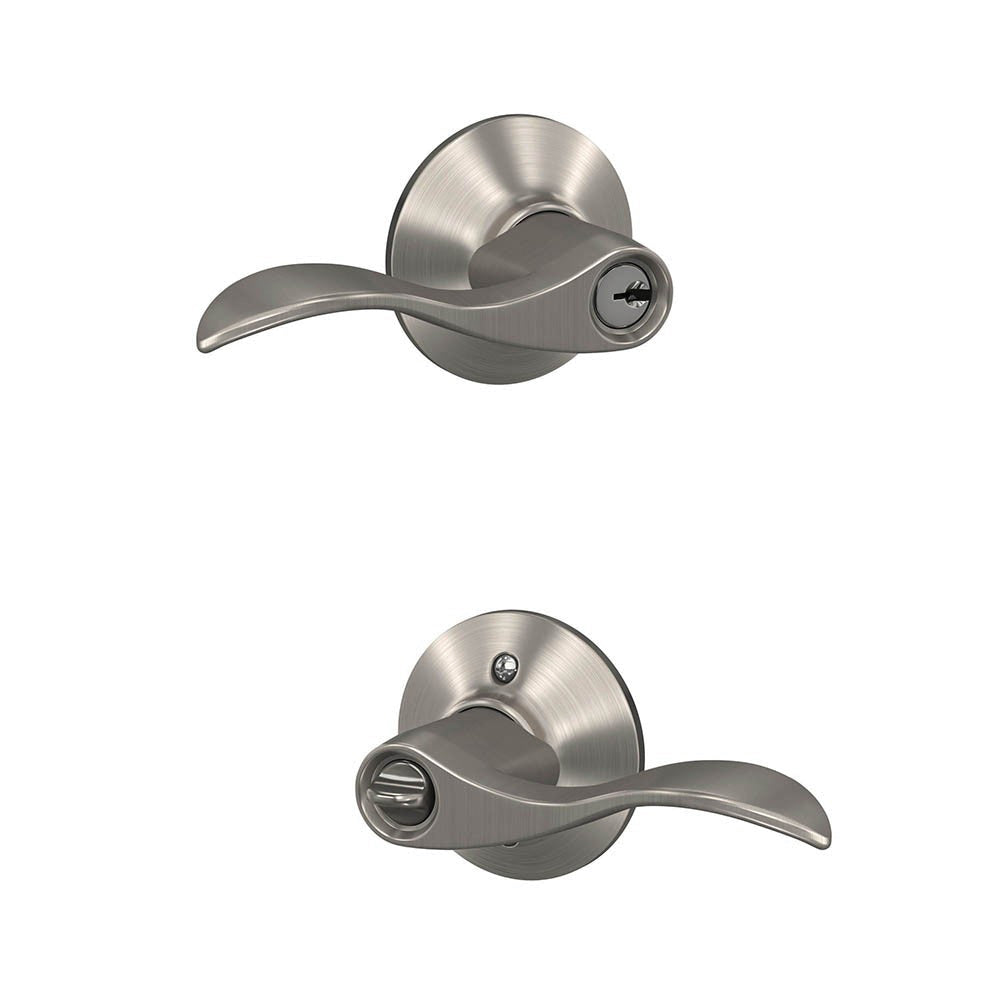 Schlage F51 Accent Accent Satin Nickel Universal Keyed Entry Door Handle