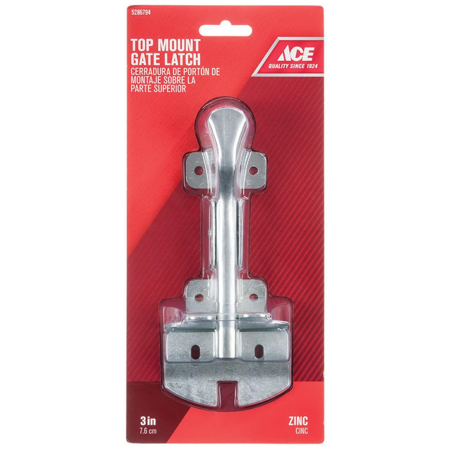 ACE® 01-3420-060 Gate Latch, 4-3/4 in W, 10.52 in H, Zinc, Zinc