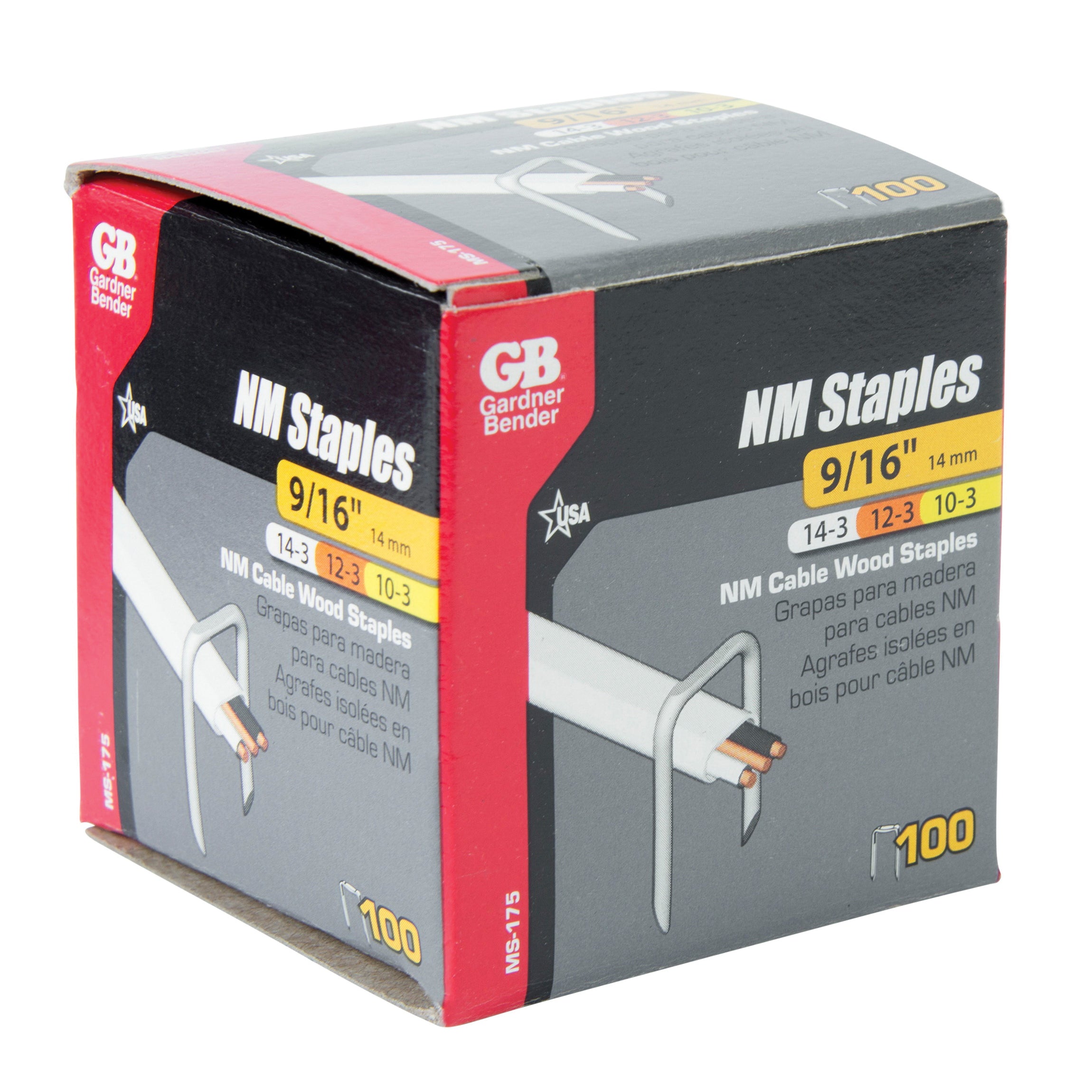 GB® MS-175 Recessed Head Sharp Tip Staple, 9/16 in W Crown