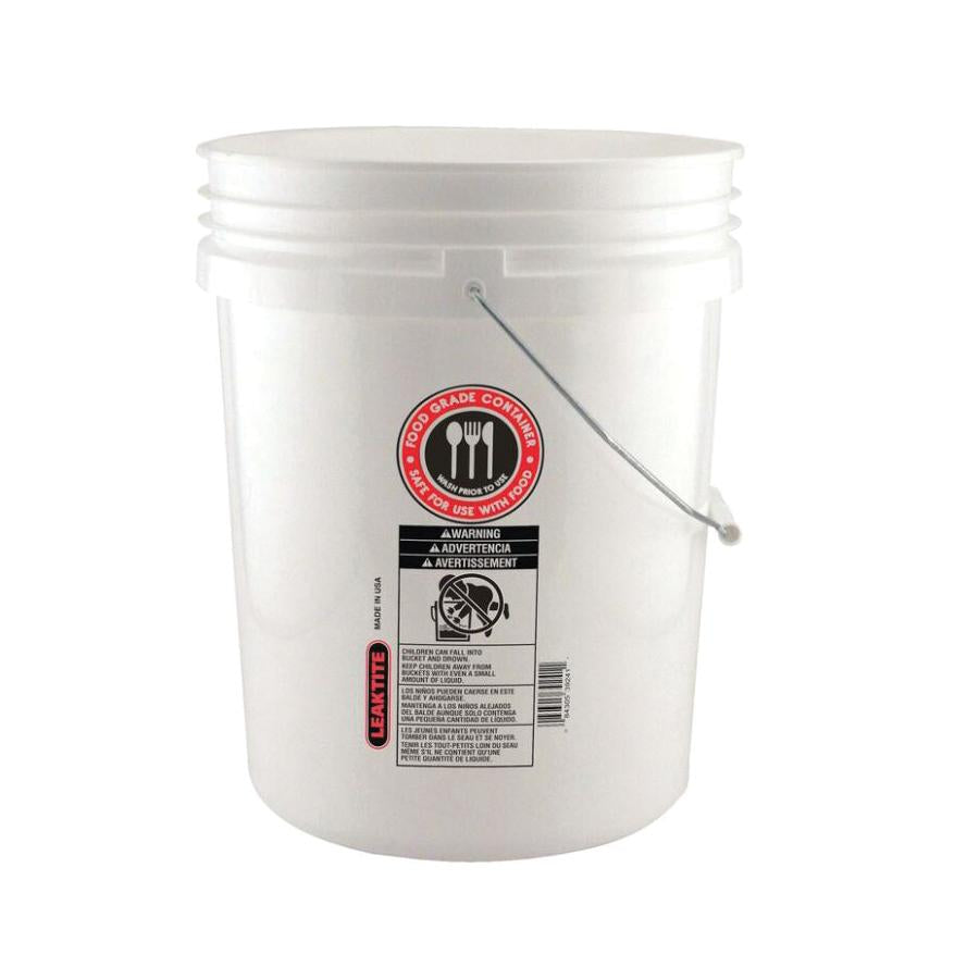 LEAKTITE® 005GFSWH020 Food-Safe Bucket, 5 gal Capacity, White