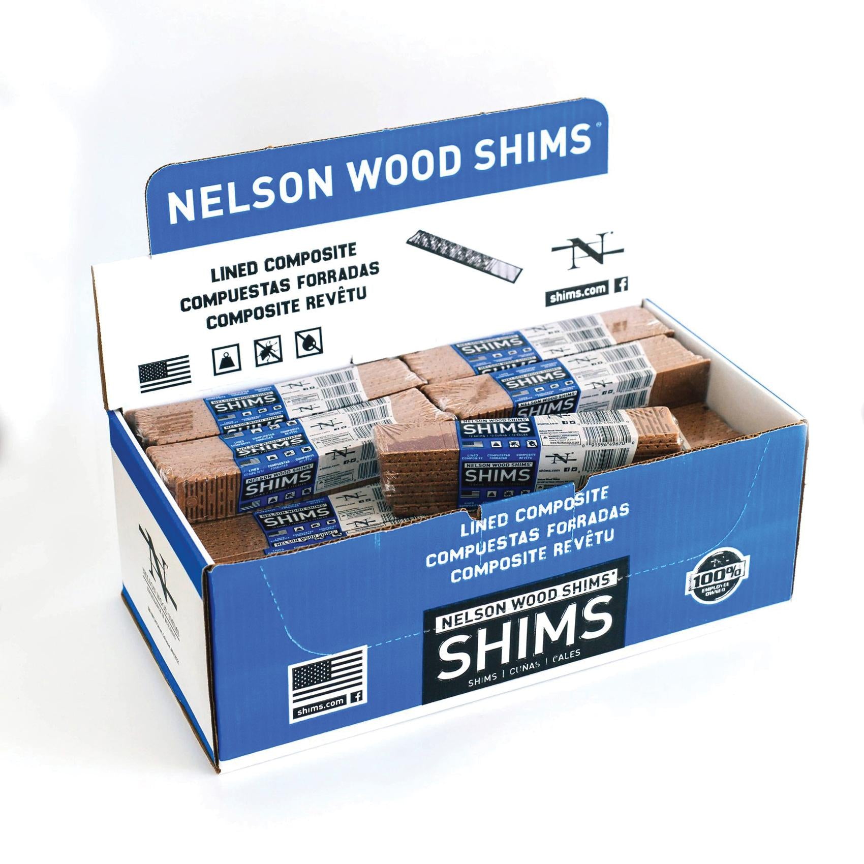 Nelson Wood Shims WC8/12/32/78LA Shim, 1/4 in Thick, 1-3/8 in W, 7