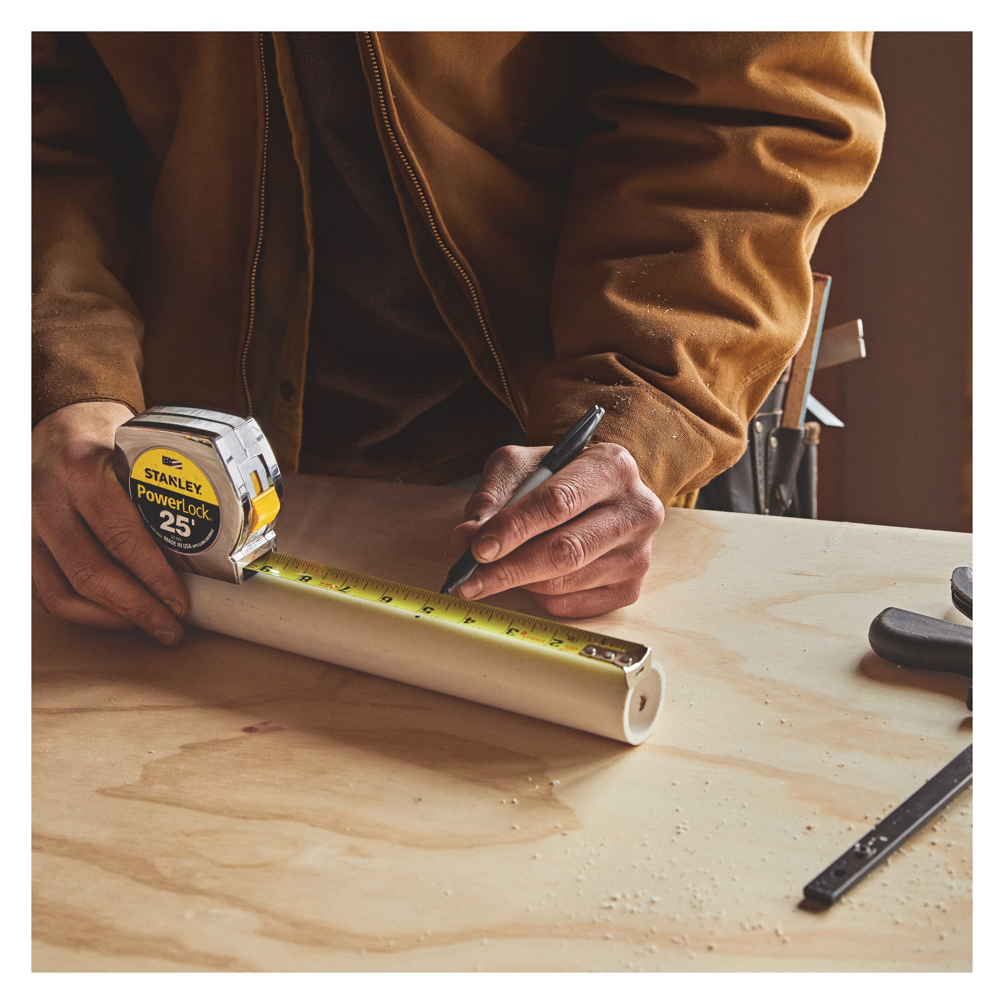 STANLEY® PowerLock® 33-425 Tape Measure, 25 ft L Blade, 1/16 in