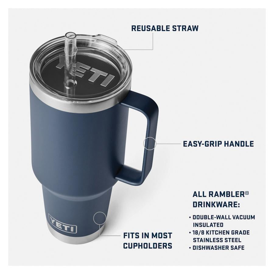 YETI® Rambler® Series 21071503011 Mug, 42 oz Capacity, Straw Lid